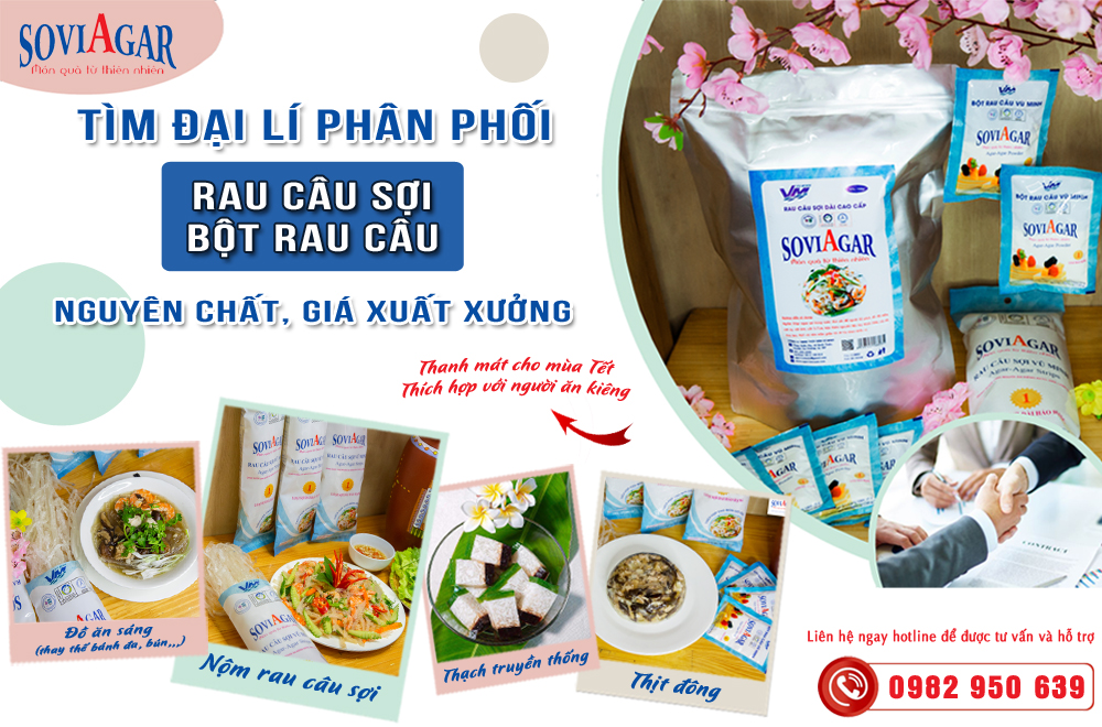 Tìm đại lý phân phối bột rau câu, rau câu sợi thương hiệu Vũ Minh Soviagar