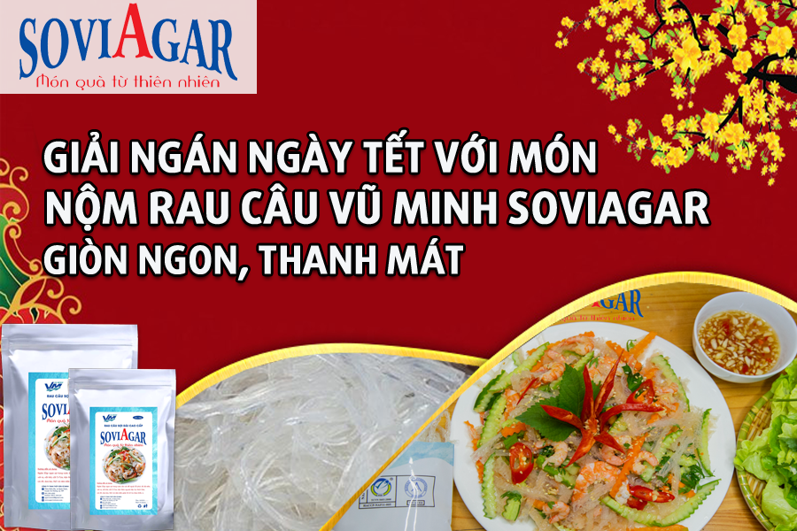 Giải ngán ngày Tết với món nộm rau câu sợi dài Vũ Minh SoviAgar giòn ngon, thanh mát
