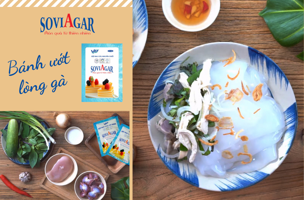Làm bánh ướt lòng gà đơn giản với bột rau câu Vũ Minh Soviagar