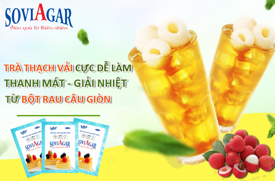 Trà thạch vải thanh mát, giải nhiệt cực dễ làm từ bột rau câu giòn