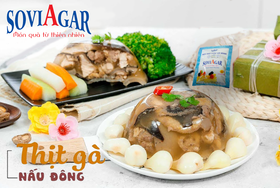 Thịt gà nấu đông thơm ngon, chuẩn vị từ bột rau câu Vũ Minh SoviAgar