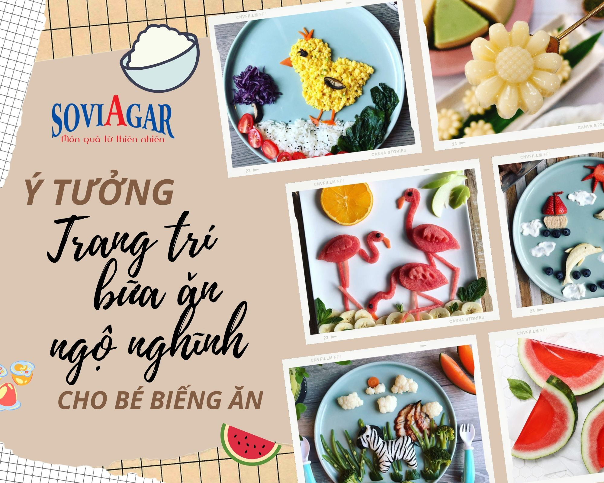 Ý tưởng trang trí bữa ăn ngộ nghĩnh cho bé biếng ăn