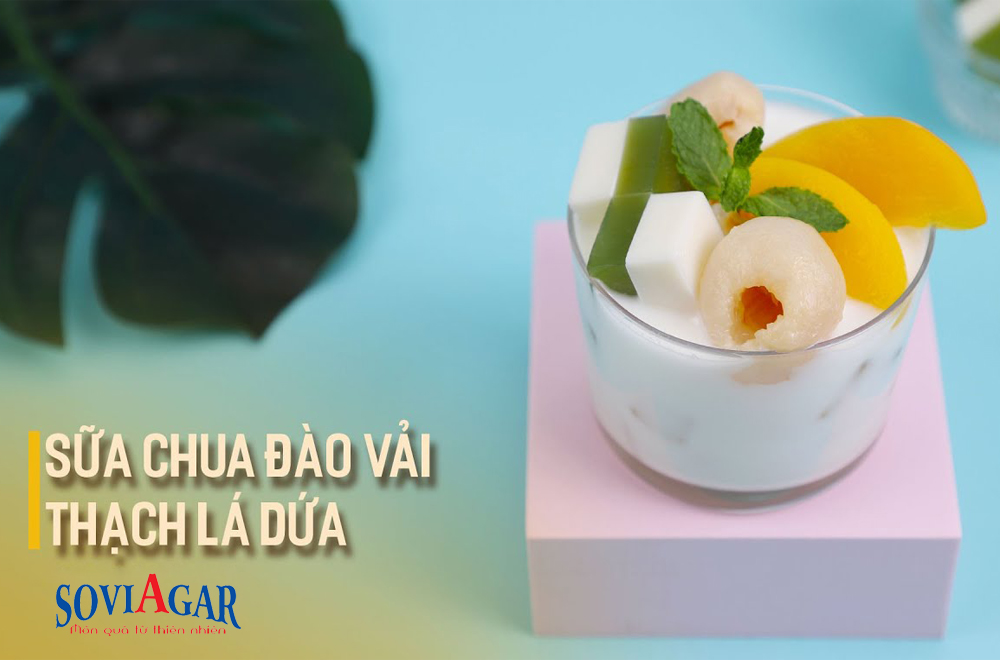 Da đẹp dáng xinh cùng sữa chua đào thạch vải lá dứa