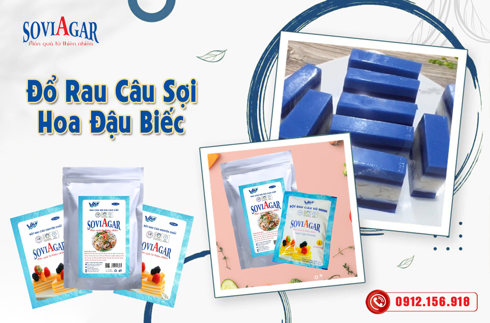Đổ rau câu sợi hoa đậu biếc - Ngon giòn, mát lạnh cho cả nhà