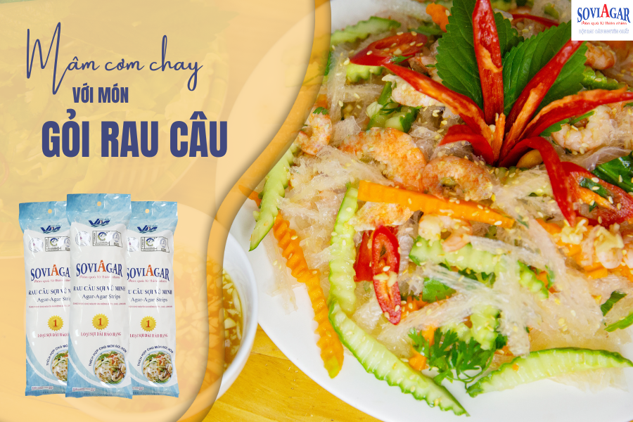 Mâm cơm cúng Rằm tháng 7 với món gỏi rau câu sợi dài!