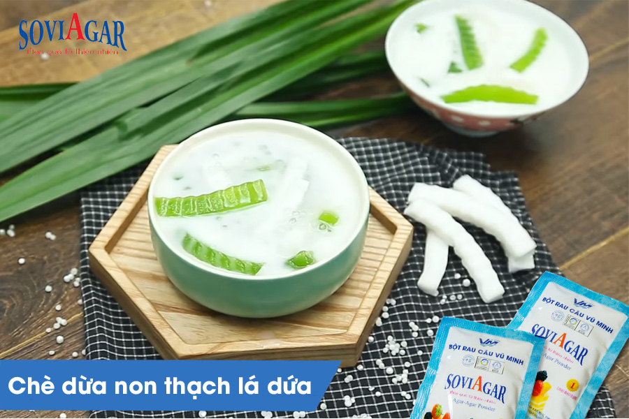 Hướng dẫn làm chè dừa non thạch lá dứa vạn người mê