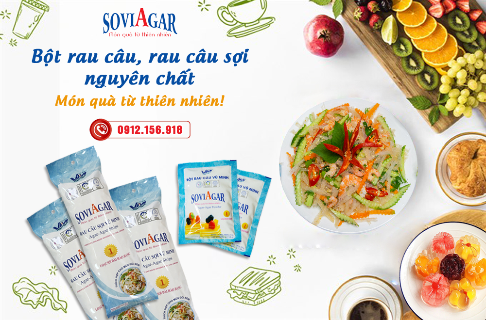 Bột agar-agar, sợi agar-agar chiết xuất rong câu chỉ vàng chất lượng hảo hạng