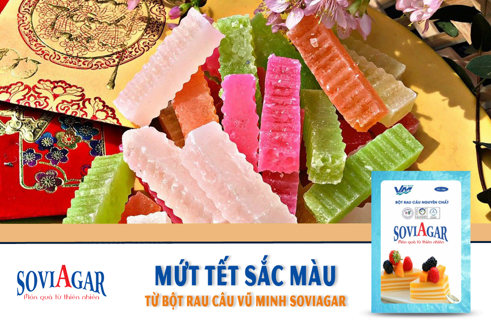 Lưu ngay công thức làm mứt tết sắc màu từ bột rau câu ngày tết