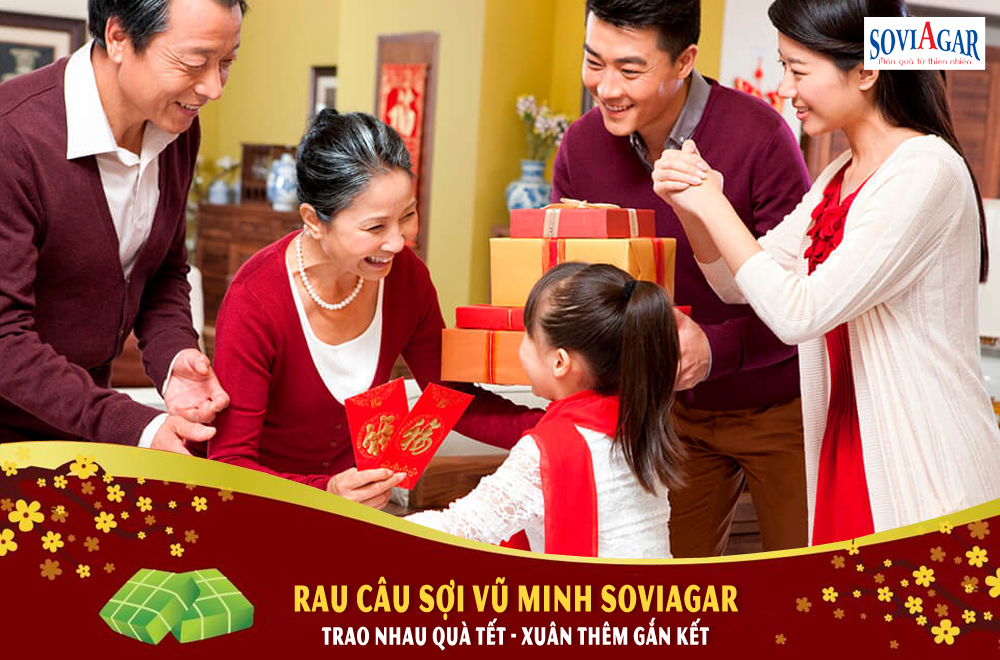 Trao nhau quà tết, xuân thêm gắn kết với rau câu sợi Vũ Minh Soviagar