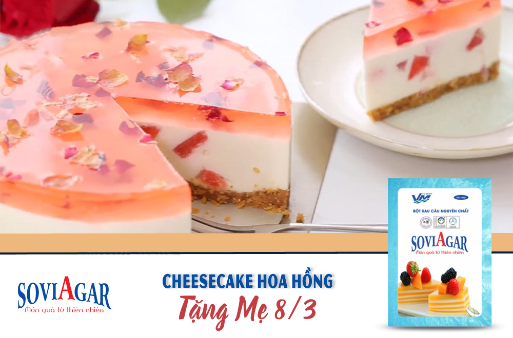 Công thức làm bánh cheesecake hoa hồng tặng mẹ ngày 8/3