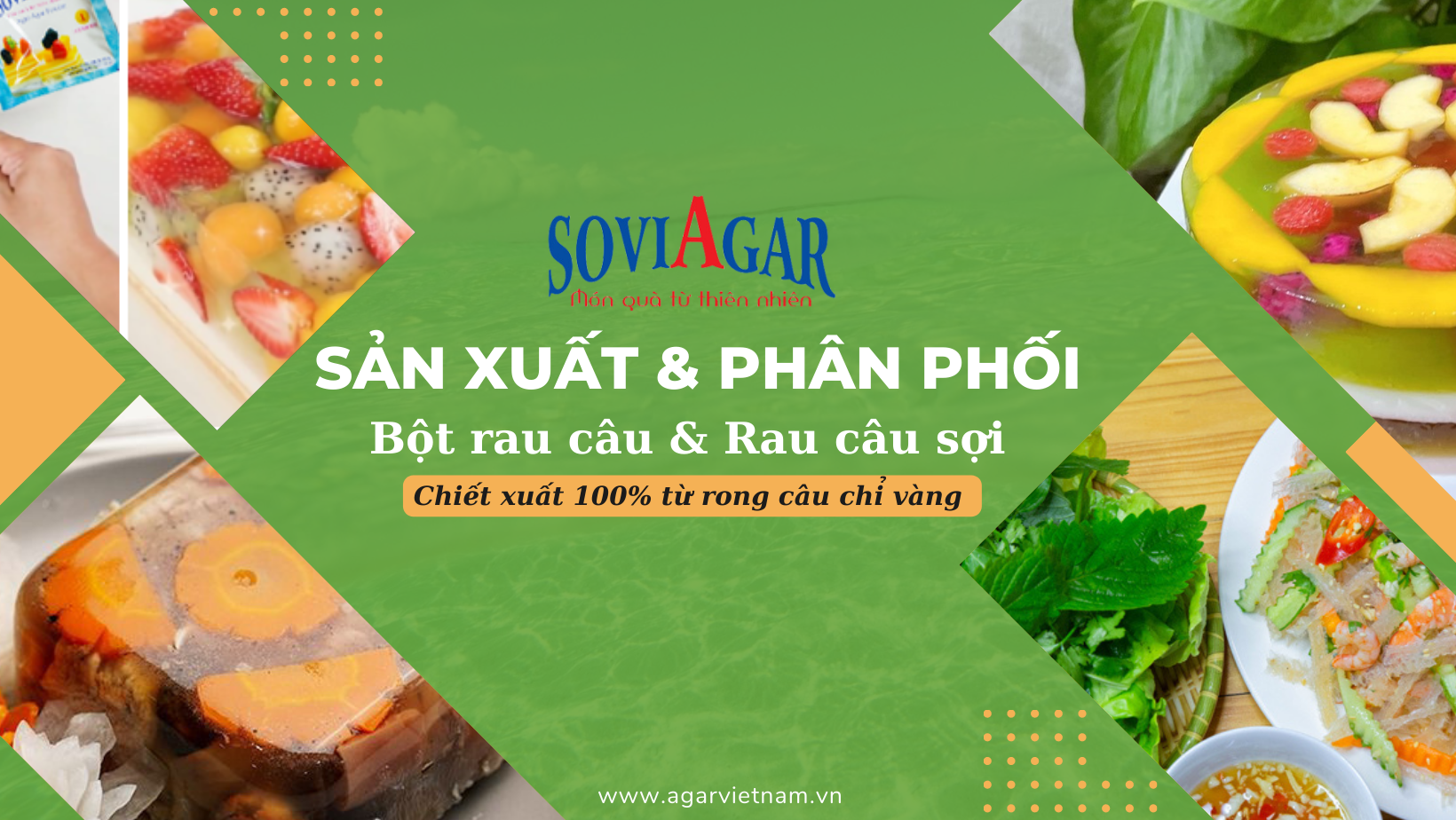 Tìm nhà phân phối bột rau câu, rau câu sợi nguyên chất Vũ Minh Soviagar