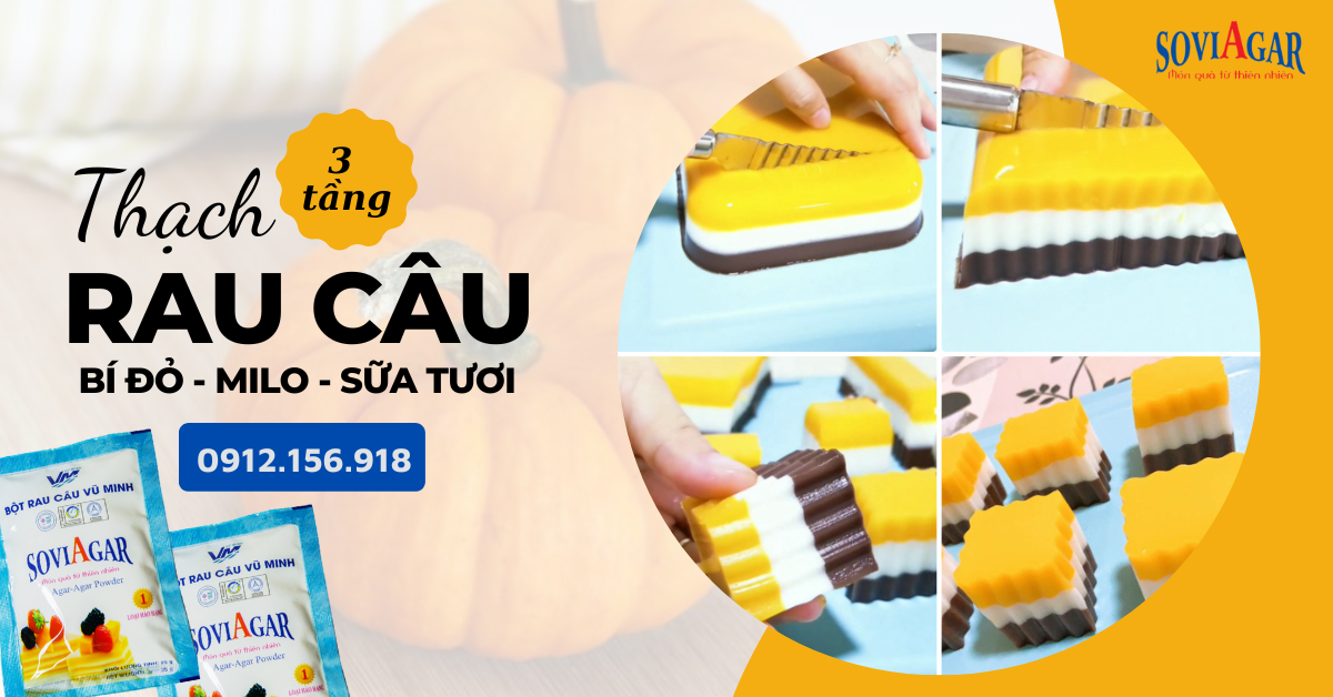 Trổ tài làm thạch rau câu 3 tầng đẹp mắt đơn giản mà siêu ngon