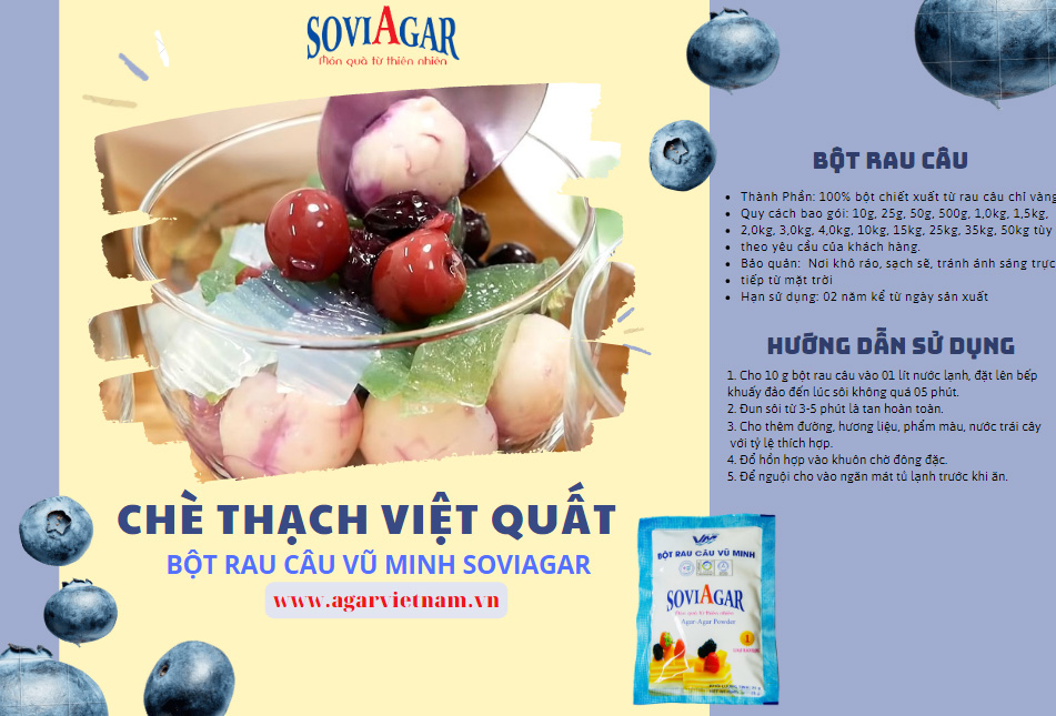 Chè rau câu việt quất thơm ngon, sánh mịn xóa tan nóng bức ngày hè
