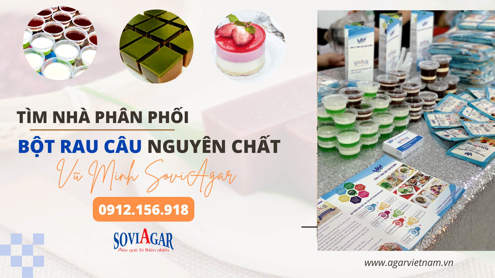 Tuyển đại lý bán bột rau câu, rau câu sợi Vũ Minh Soviagar | HOTLINE: 0912.156.918
