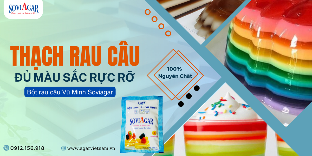 Thạch rau câu nhiều tầng ngon rực rỡ sắc màu, bé thích mê