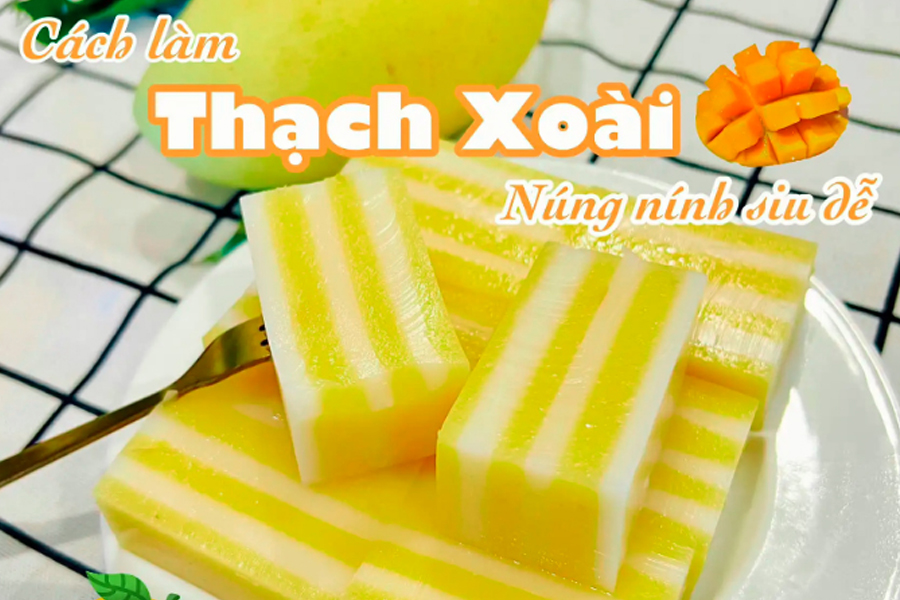 Thạch rau câu xoài nhiều lớp thanh mát, giải nhiệt mùa hè cực tốt