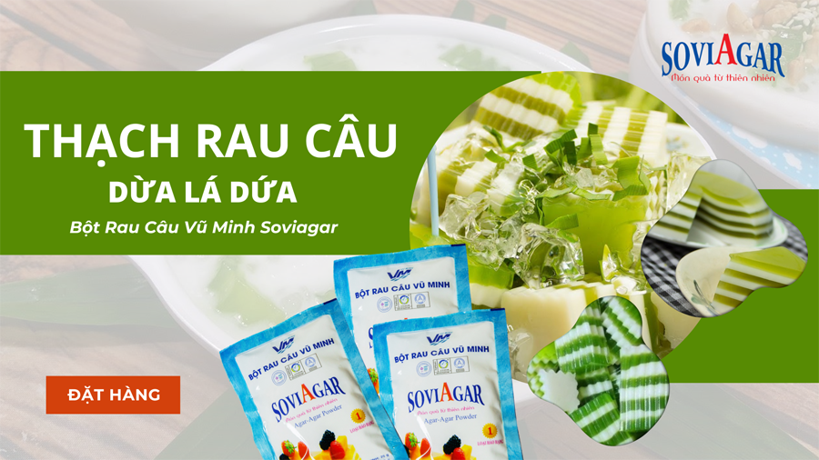 Mẹo làm thạch dừa lá dứa thơm ngon tuyệt đỉnh với bột rau câu Vũ Minh Soviagar