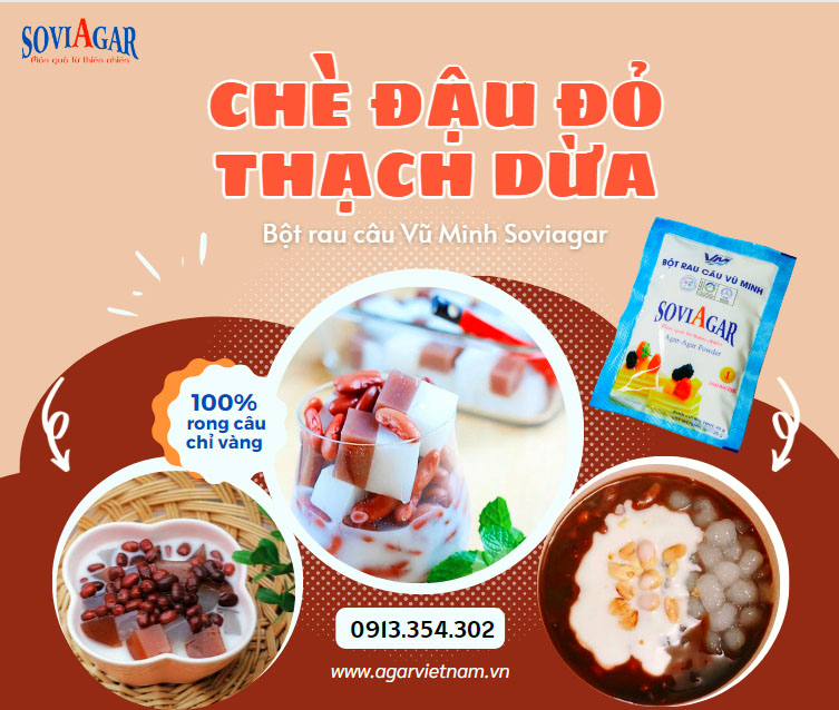 Cách làm chè đậu đỏ thạch dừa thơm ngon | Bột rau câu Vũ Minh Soviagar