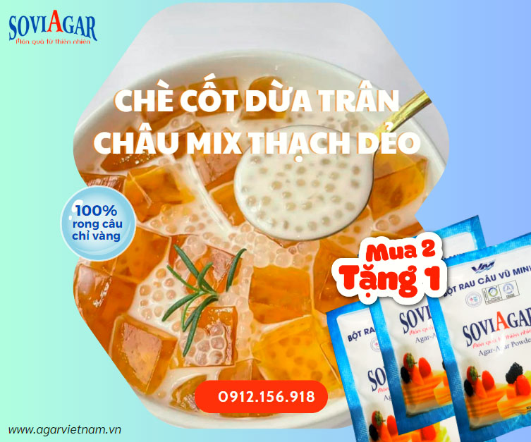 Tự làm chè cốt dừa trân châu mix thạch dẻo ngon ngọt mát lạnh