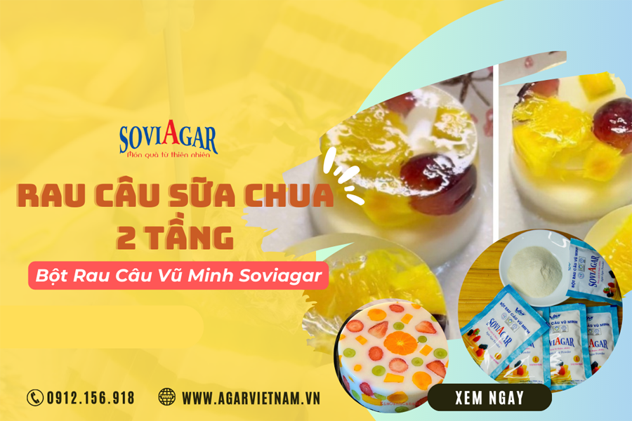 Tự làm rau câu sữa chua trái cây 2 tầng thơm ngon đãi khách