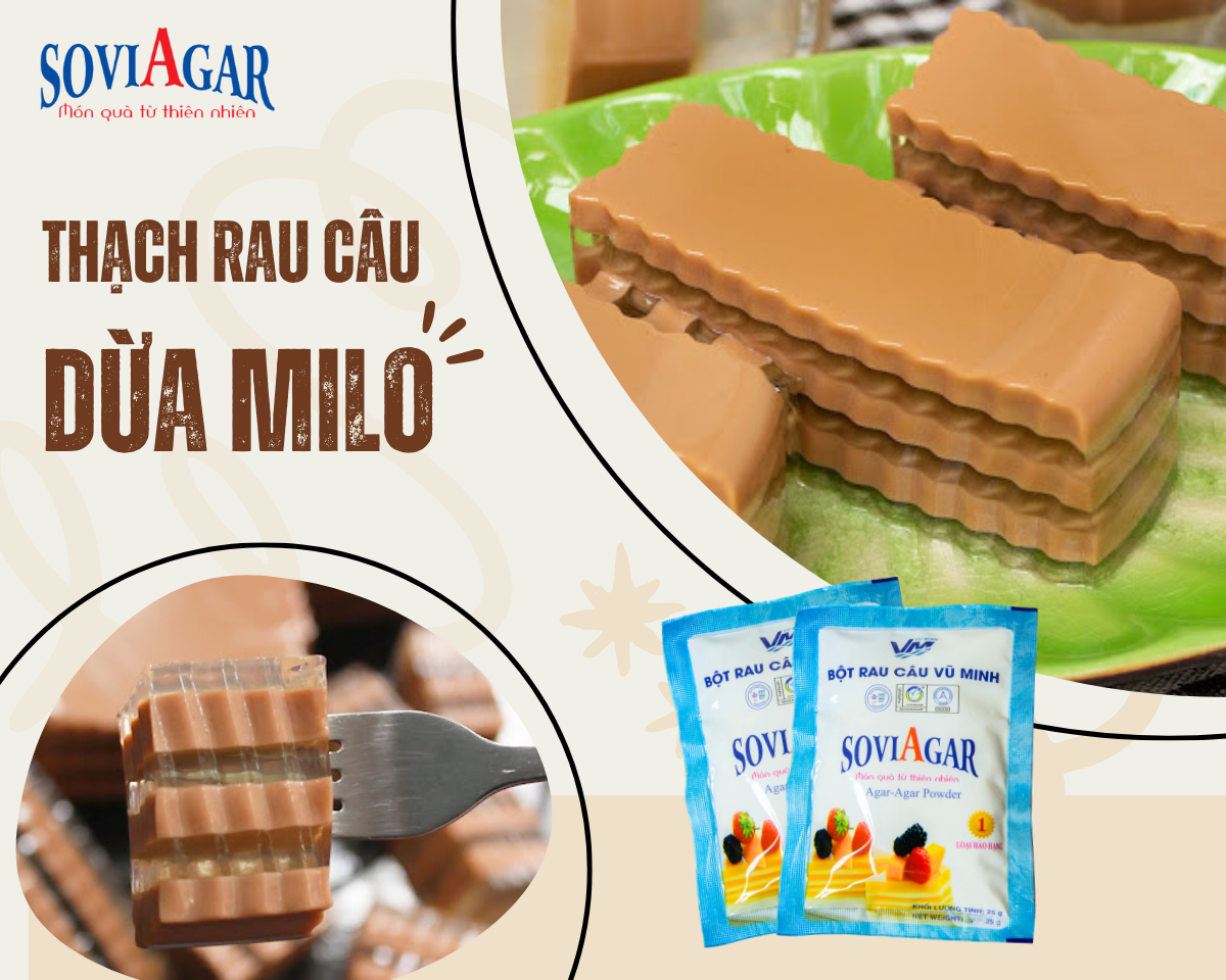 Bí kíp đổ rau câu dừa Milo nhiều lớp thơm ngon