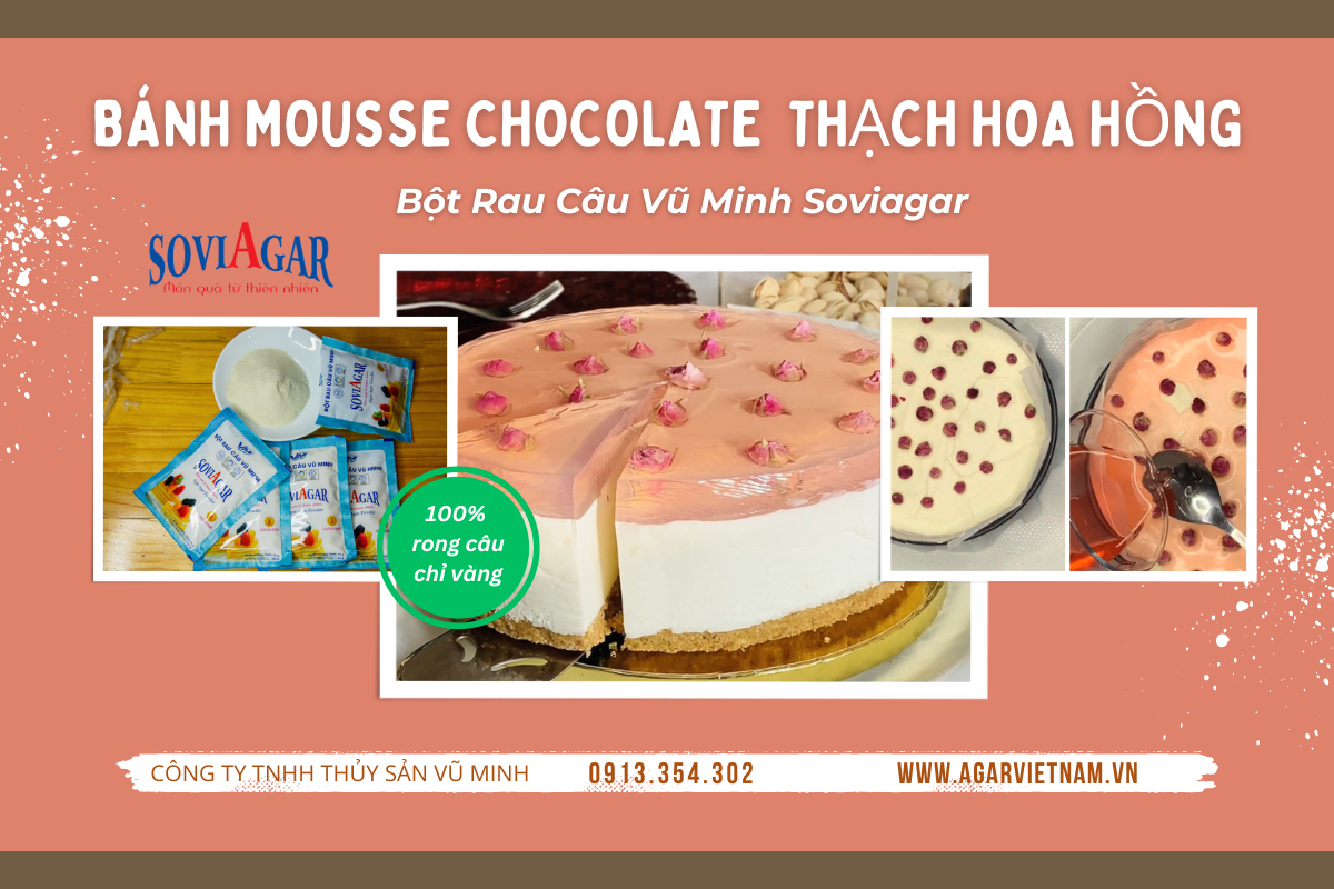 Hướng dẫn làm bánh mousse chocolate trắng thạch hoa hồng xinh xắn