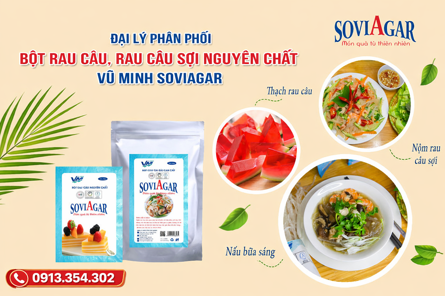 Đại Lý Phân Phối Bột Rau Câu, Rau Câu Sợi Nguyên Chất Vũ Minh Soviagar Chính Hãng