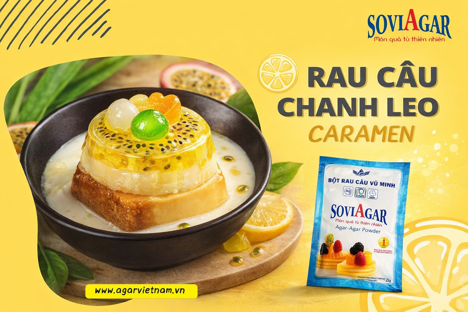 Thạch rau câu chanh leo caramen – Món tráng miệng gây “nghiện” mùa hè