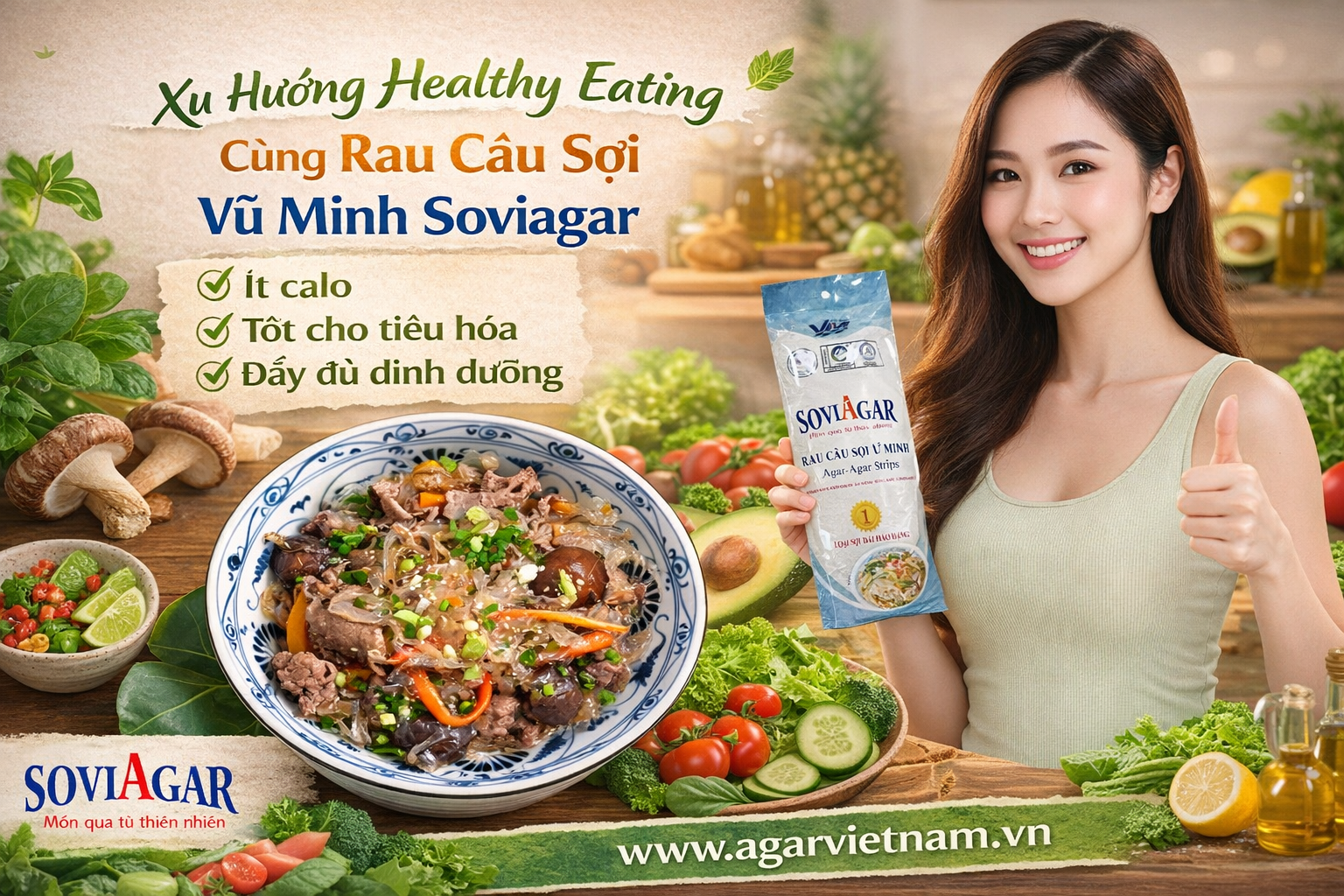 Xu Hướng Healthy Eating Cùng Rau Câu Sợi Vũ Minh SoviAgar