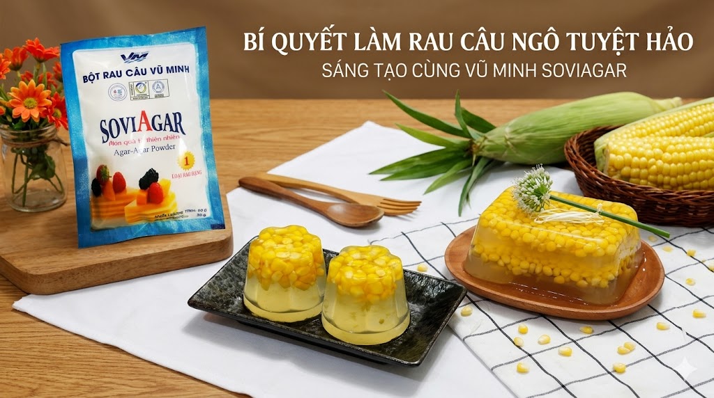 Thạch Rau Câu Bắp Từ Bột Rau Câu Vũ Minh SoviAgar – Món Ngon Cực Hấp Dẫn