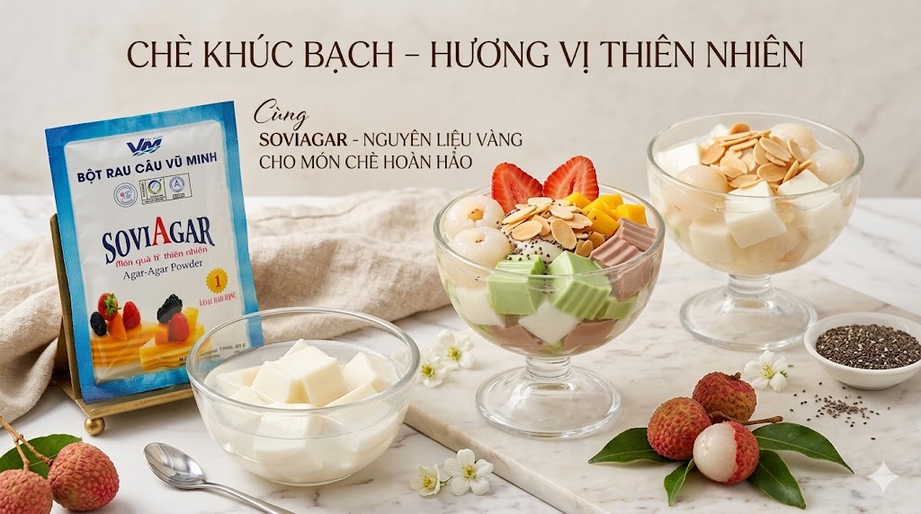 Chia Sẻ Cách Nấu Chè Khúc Bạch Bằng Bột Rau Câu Vũ Minh SoviAgar Thơm Ngon, Dễ Làm