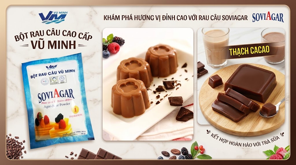 Thạch ca cao – Sự kết hợp hoàn hảo giữa vị đắng nhẹ và độ giòn dai hấp dẫn