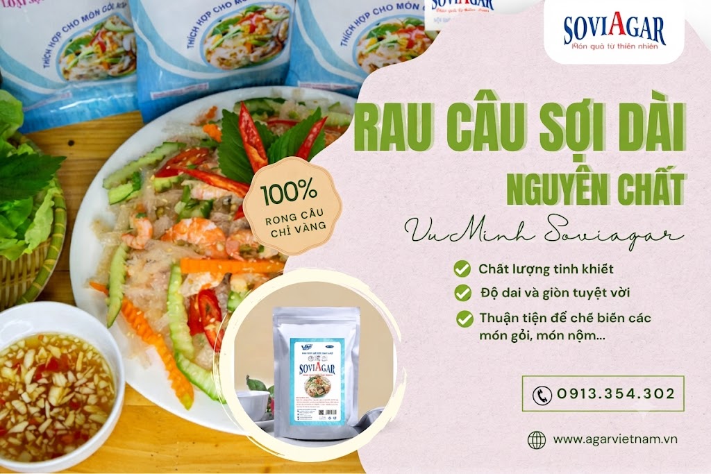 Rau Câu Sợi Vũ Minh SoviAgar – Chinh Phục Khách Hàng Bằng Độ Dai Giòn Tự Nhiên