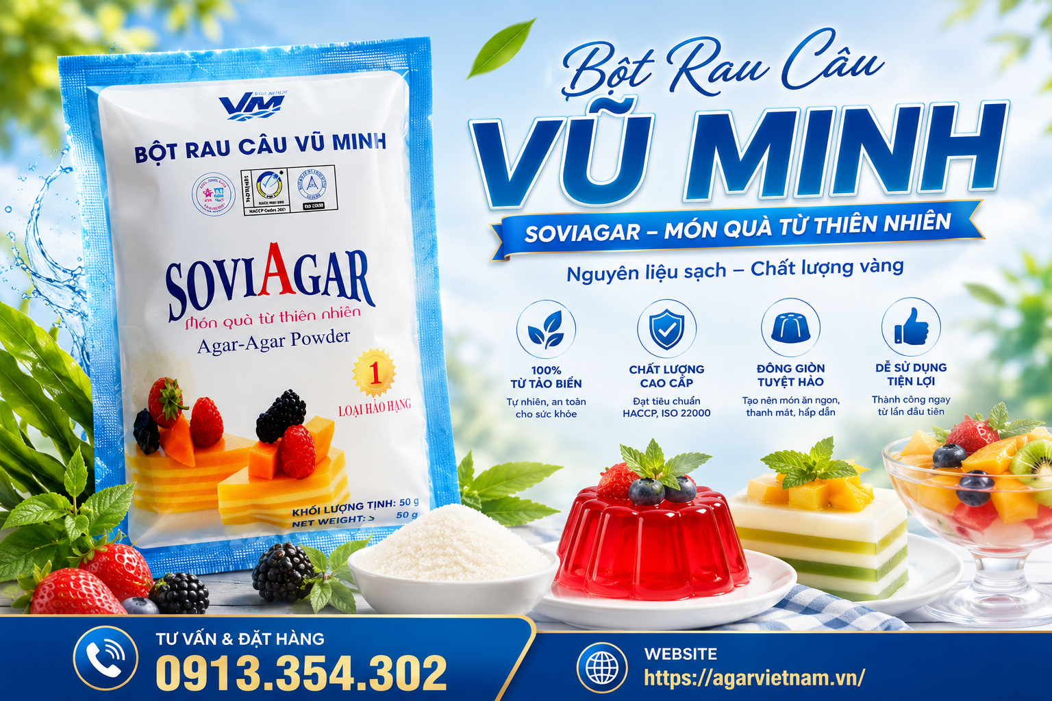 Bột Rau Câu Vũ Minh SoviAgar – Bí Quyết Chế Biến Các Món Thạch Ngon, Thanh Mát