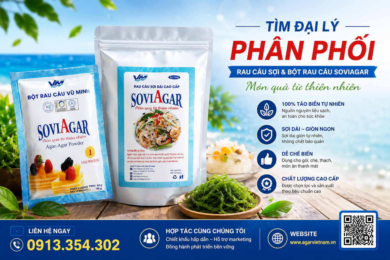 Tìm Đại Lý Phân Phối Bột Rau Câu, Rau Câu Sợi Vũ Minh SoviAgar – Cơ Hội Kinh Doanh Hấp Dẫn 2026