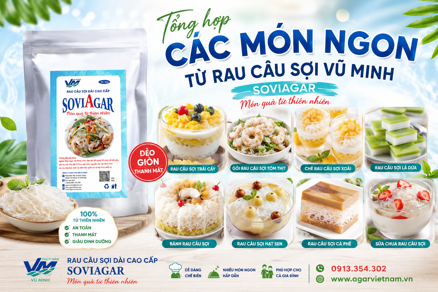 TỔNG HỢP CÁC MÓN NGON TỪ RAU CÂU SỢI VŨ MINH SOVIAGAR ĐỈNH CAO, DỄ LÀM TẠI NHÀ