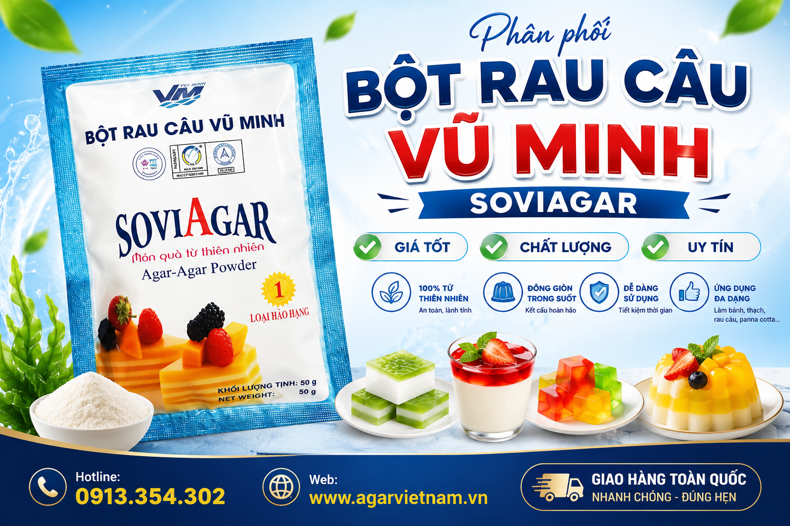 PHÂN PHỐI BỘT RAU CÂU VŨ MINH SOVIAGAR GIÁ TỐT, CHẤT LƯỢNG NHẤT 2026
