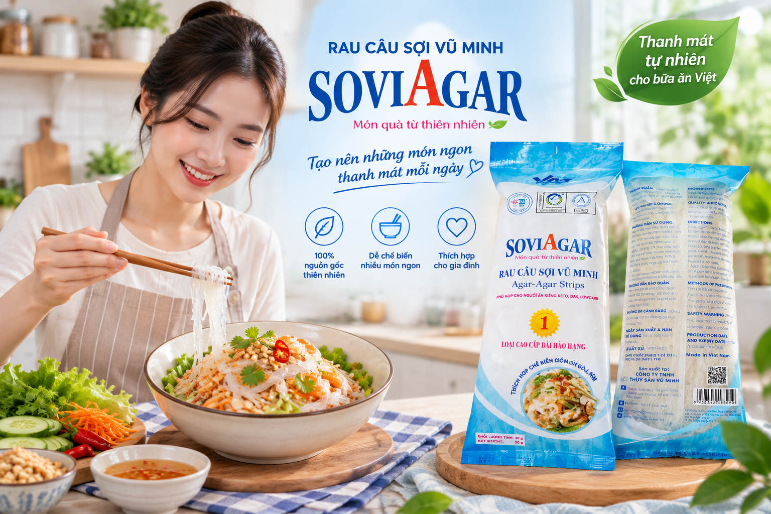 Rau Câu Sợi Vũ Minh SoviAgar – Món Ngon Thanh Mát, Biến Tấu Đa Dạng Cho Bữa Ăn Việt 