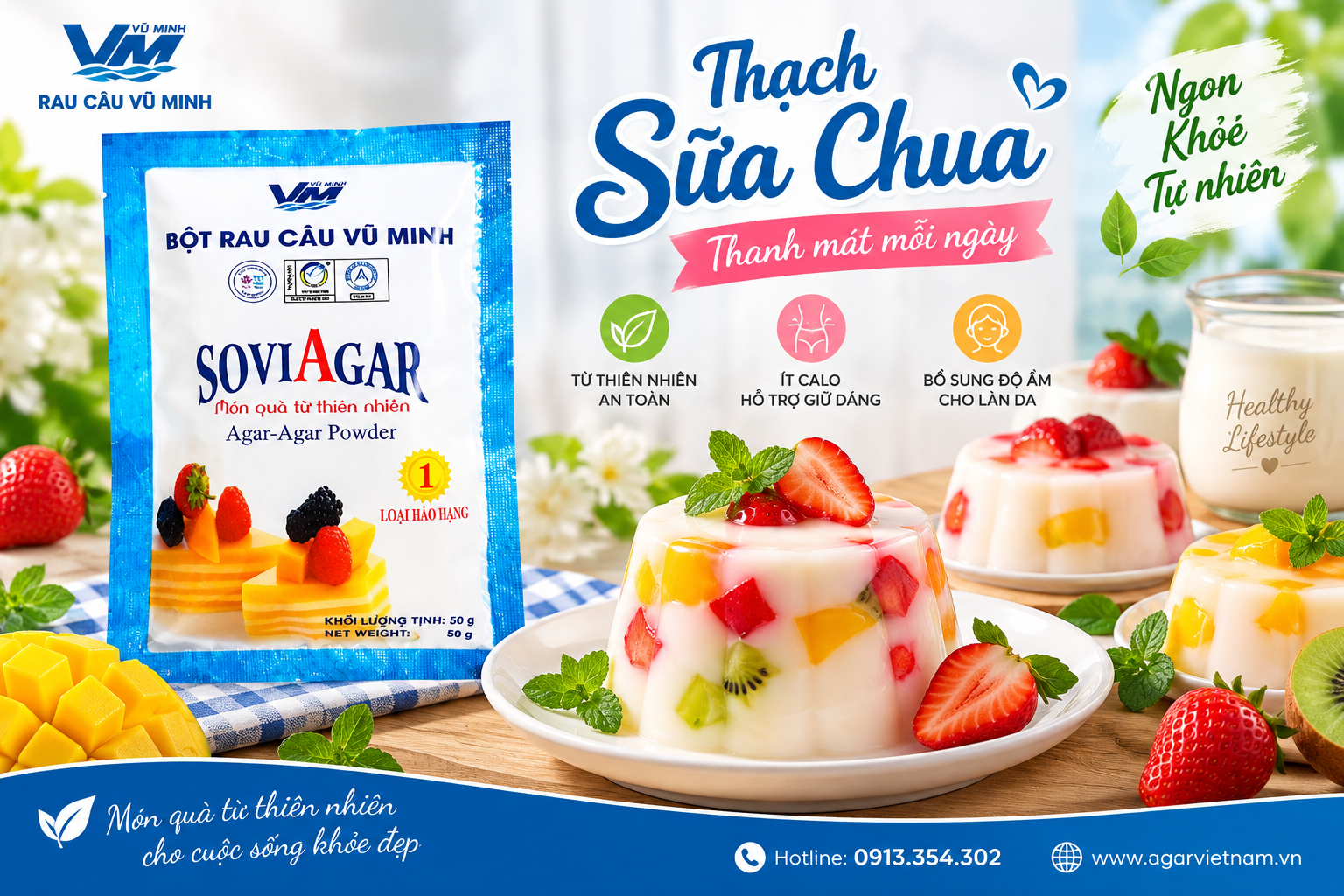 Thạch Sữa Chua SOVIAGAR – Món Tráng Miệng Mềm Mịn, Thơm Ngon, Thanh Mát Tại Nhà
