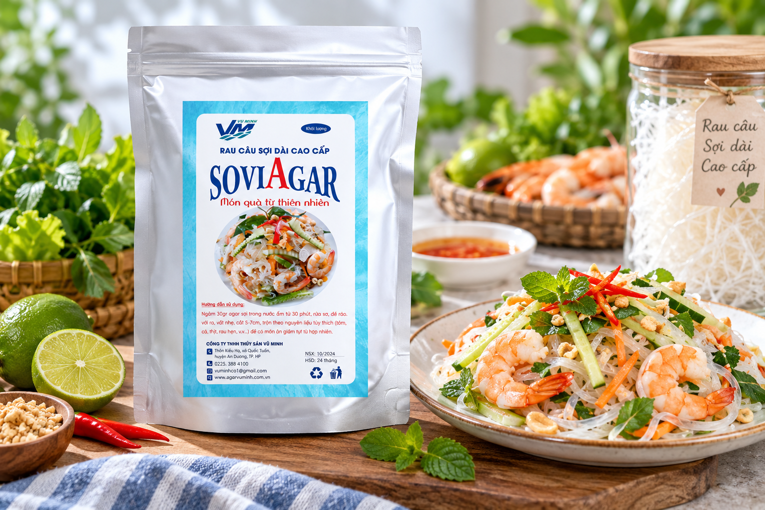 Rau câu sợi dài cao cấp SoviAgar – Nguyên liệu tiện lợi cho món ăn hấp dẫn