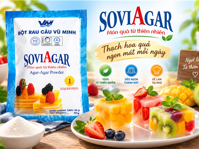 Bột Rau Câu SOVIAGAR 50g – Bí Quyết Làm Thạch Hoa Quả Ngon, Dai Giòn, Đẹp Mắt Tại Nhà